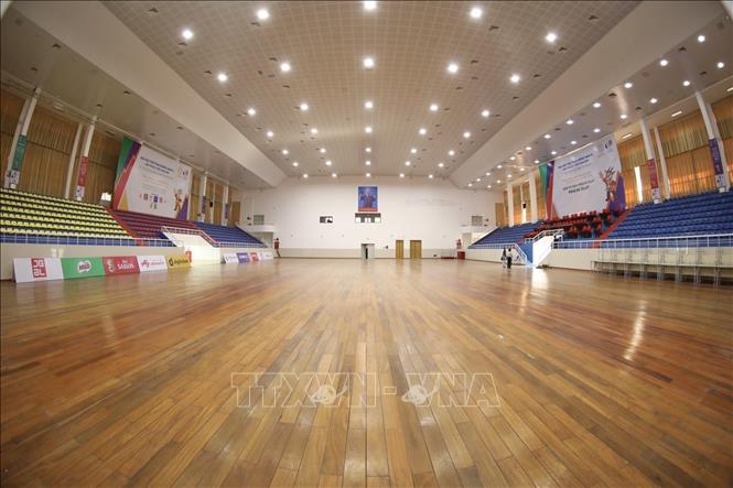 Trong ảnh: Nhà thi đấu Bắc Từ Liêm đã sẵn sàng cho các nội dung thi đấu môn Pencak Silat tại SEA Games 31. Ảnh: Minh Quyết - TTXVN