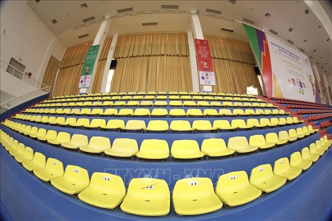 Trong ảnh: Nhà thi đấu Bắc Từ Liêm đã sẵn sàng cho SEA Games 31. Ảnh: Minh Quyết - TTXVN
