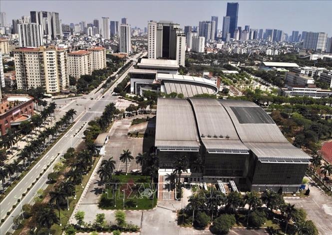 Cung Điền kinh Hà Nội, nơi tổ chức bộ môn Đấu kiếm và lễ bế mạc của SEA Games 31. Ảnh: Hoàng Hiếu - TTXVN 