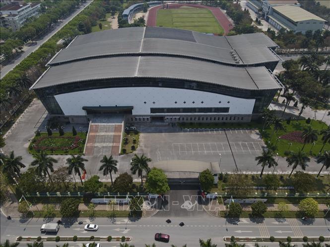Cung Điền kinh Hà Nội (Trung tâm Huấn luyện và Thi đấu TDTT Hà Nội) với sức chứa 3000 chỗ ngồi, là nơi tổ chức bộ môn Đấu kiếm (13-18/5) và lễ bế mạc của SEA Games 31. Ảnh: Minh Quyết - TTXVN