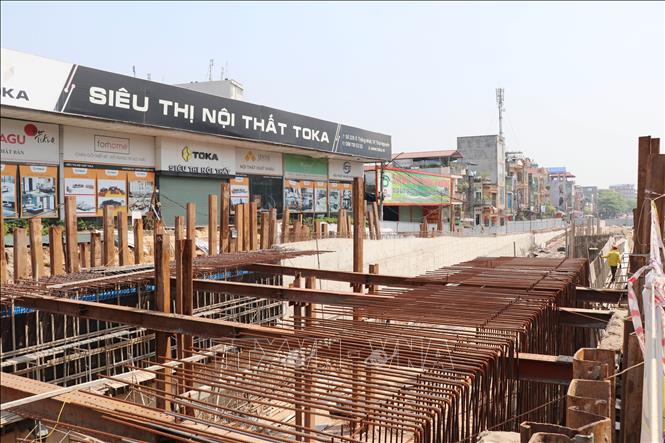 Trong ảnh: Một góc công trường hầm chui đầu tiên ở Thái Nguyên Ảnh: Hoàng Nguyên - TTXVN