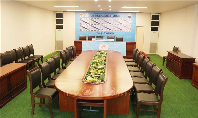 Photo: The press hall at the Viet Tri Stadium. VNA Photo: Trung Kiên 