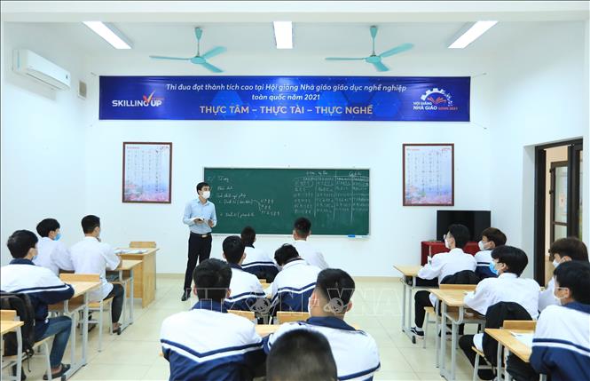 Trong ảnh: Từ nay đến năm 2025, mỗi năm, Trường Cao đẳng nghề Hà Nam đào tạo tiếng Nhật cho gần 300 học viên, đáp ứng nhu cầu cho các doanh nghiệp trên địa bàn tỉnh. Ảnh: Hoàng Hiếu - TTXVN