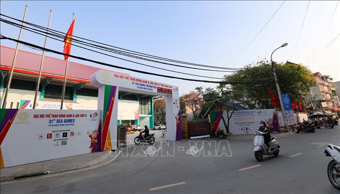 Nhà thi đấu Hoàng Mai - địa điểm tổ chức thi đấu môn Cầu mây tại SEA Games 31. Ảnh: TTXVN 