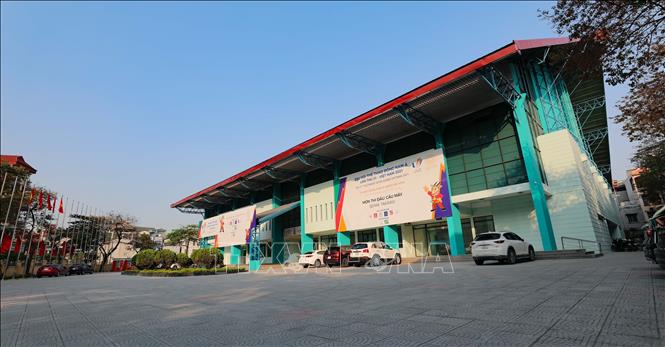Nhà thi đấu Hoàng Mai - địa điểm tổ chức thi đấu môn Cầu mây tại SEA Games 31. Ảnh: TTXVN 