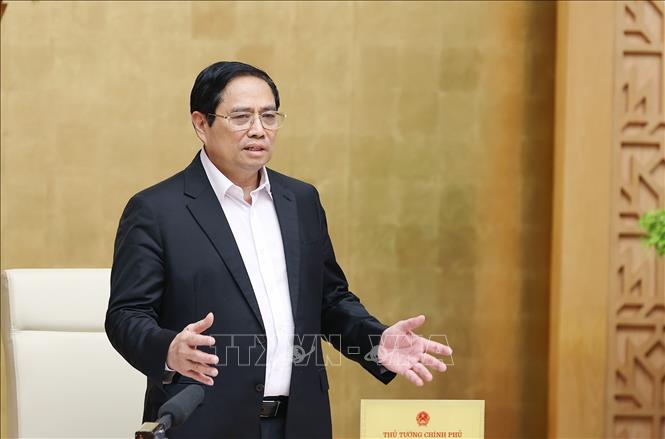 Photo: Prime Minister Pham Minh Chinh addresses the conference. VNA Photo: Dương Giang 