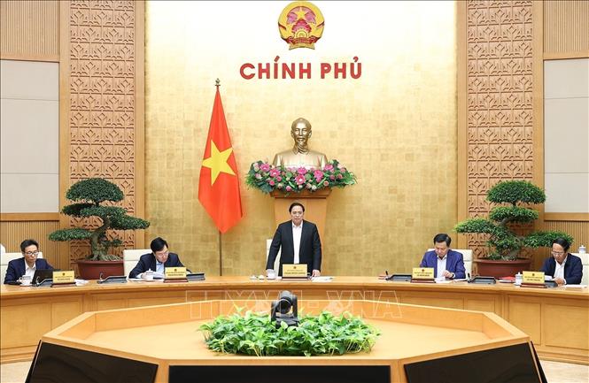 Photo: Prime Minister Pham Minh Chinh addresses the conference. VNA Photo: Dương Giang 