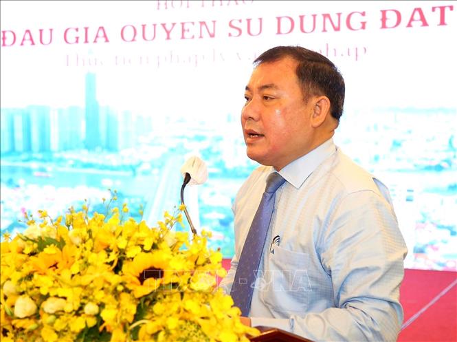 Trong ảnh: Ông Nguyễn Thanh Bình, Cục trưởng Cục Công tác phía Nam, Bộ Tư pháp phát biểu tại Hội thảo. Ảnh: Thành Chung - TTXVN