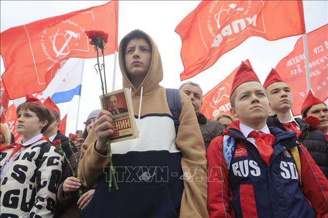 Trong ảnh: Giới trẻ ở Nga hưởng ứng hoạt động kỷ niệm ngày sinh Lãnh tụ Vladimir Ilyich Lenin. Ảnh: Trần Hiếu - PV TTXVN tại Nga