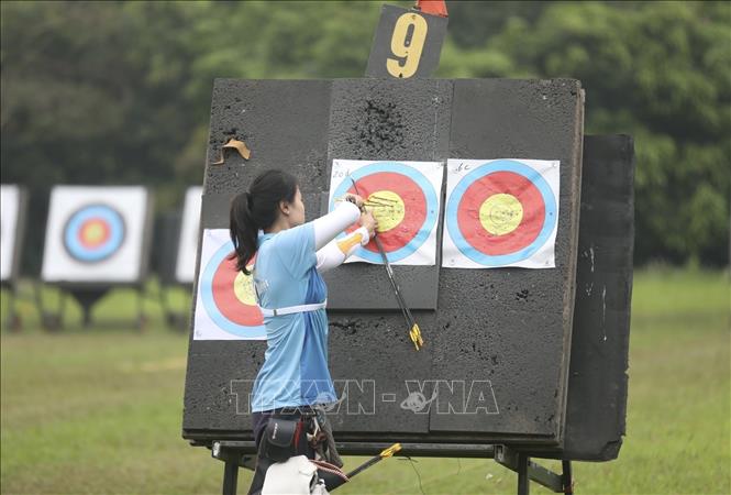 Cung thủ Đỗ Thị Ánh Nguyệt là niềm hy vọng vàng cho bắn cung Việt Nam tại SEA Games 31. Ảnh: Minh Quyết - TTXVN