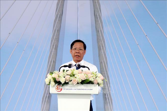 Trong ảnh: Chủ tịch UBND Thành phố Hồ Chí Minh Phan Văn Mãi phát biểu tại Lễ khánh thành cầu Thủ Thiêm 2. Ảnh: Tiến Lực – TTXVN