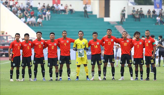 Đội hình xuất phát của U23 Timor Leste. Ảnh: Huy Hùng - TTXVN 