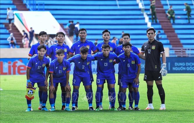 Đội hình xuất phát của U23 Lào. Ảnh: Tuấn Anh - TTXVN