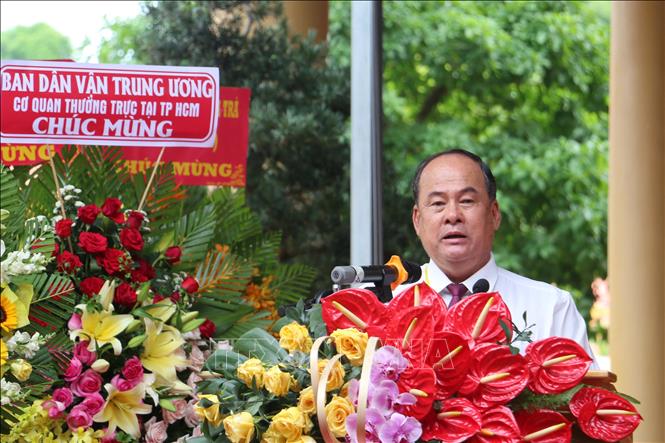 Chủ tịch UBND tỉnh An Giang Nguyễn Thanh Bình phát biểu tại buổi lễ. Ảnh: Công Mạo-TTXVN