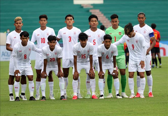 Trong ảnh: Đội hình xuất phát của U23 Myanmar. Ảnh: Quốc Khánh - TTXVN
