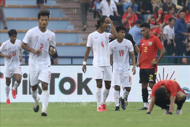 Trong ảnh: Kết thúc trận đấu U23 Myanmar giành chiến thắng với tỷ số 3-2. Ảnh: Minh Quyết - TTXVN