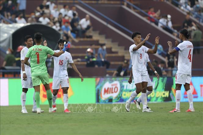 Trong ảnh: Kết thúc trận đấu U23 Myanmar giành chiến thắng với tỷ số 3-2. Ảnh: Minh Quyết - TTXVN