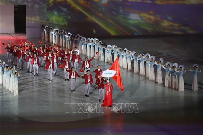 Đoàn thể thao Việt Nam tham dự SEA Games 31 với hơn 1.300 thành viên, trong đó có khoảng 900 vận động viên - số lượng vận động viên lớn nhất kể từ lần đầu thể thao Việt Nam tham dự SEA Games. Ảnh: Phạm Hậu-TTXVN