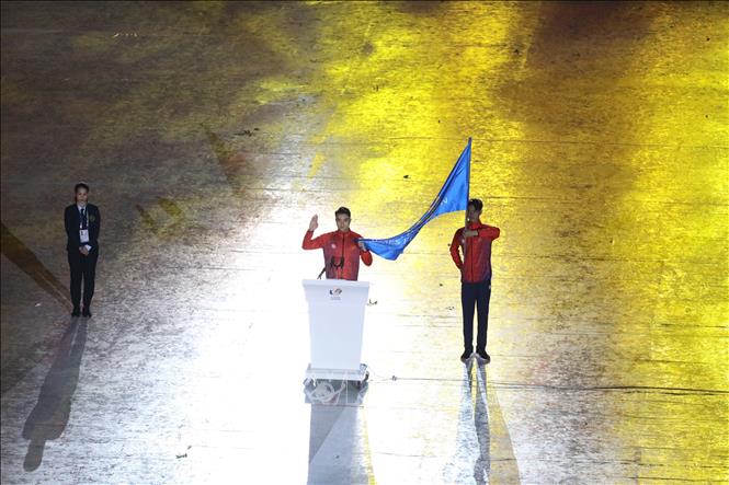 VĐV Vũ Thành An, đại diện Đoàn thể thao Việt Nam tuyên thệ. Ảnh: TTXVN