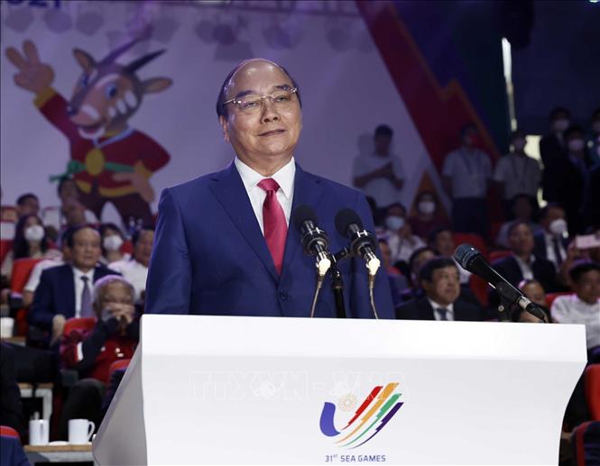 President Nguyen Xuan Phuc declares SEA Games 31 officially open. VNA Photo 