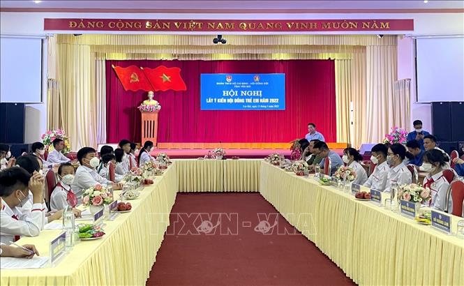 Hội nghị lấy ý kiến Hội đồng trẻ em năm 2022. Ảnh: TTXVN phát