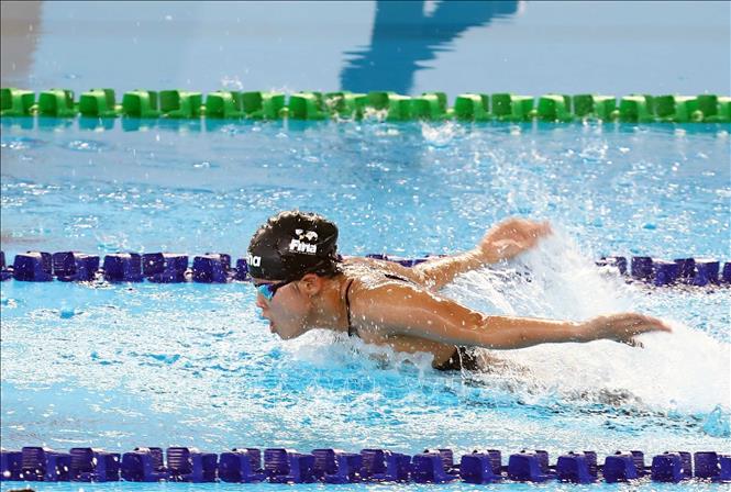 VĐV Nguyễn Thị Nhật Lam (Việt Nam) thi đấu vòng loại bơi 200m hỗn hợp nữ. Ảnh: Phạm Kiên - TTXVN