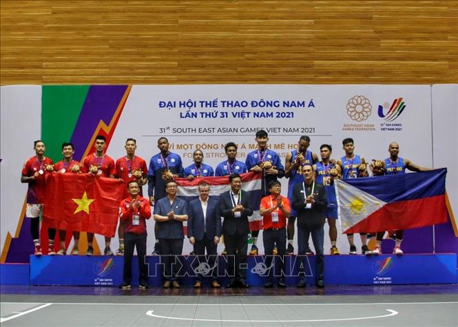 Đội tuyển Bóng rổ nam Thái Lan giành huy chương Vàng; Việt Nam giành huy chương Bạc và Philippines giành huy chương Đồng môn Bóng rổ 3x3. Ảnh: Tuấn Đức - TTXVN