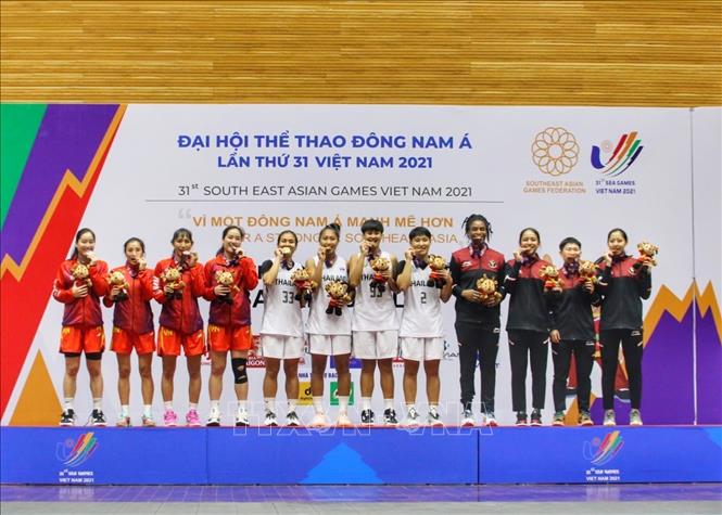 Đội Bóng rổ nữ Thái Lan giành huy chương Vàng; Việt Nam giành huy chương Bạc và Indonesia giành huy chương Đồng môn Bóng rổ 3x3. Ảnh: Tuấn Đức - TTXVN