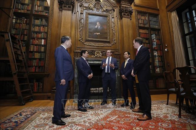 Thủ tướng Phạm Minh Chính thăm Trường Đại học Harvard. Ảnh: Dương Giang-TTXVN
