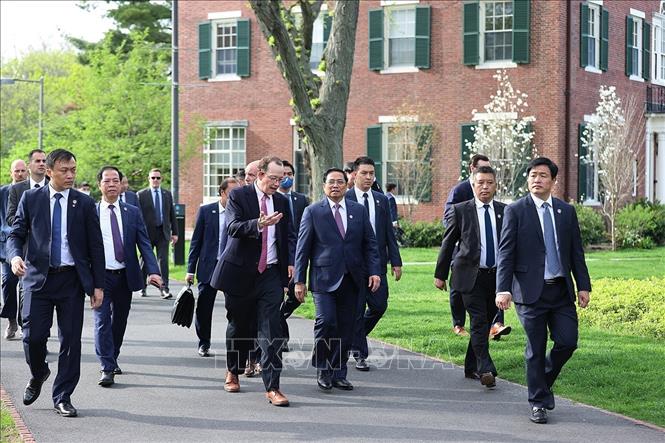 Thủ tướng Phạm Minh Chính thăm Đại học Harvard. Ảnh: Dương Giang-TTXVN