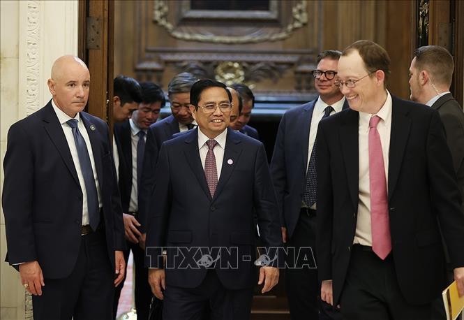 Thủ tướng Phạm Minh Chính thăm Trường Đại học Harvard. Ảnh: Dương Giang-TTXVN

