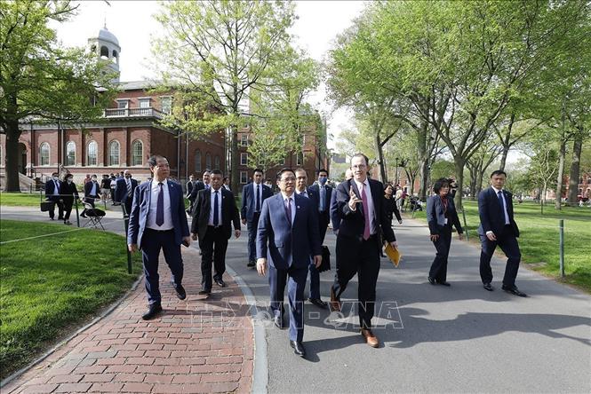 Thủ tướng Phạm Minh Chính thăm Trường Đại học Harvard. Ảnh: Dương Giang-TTXVN
