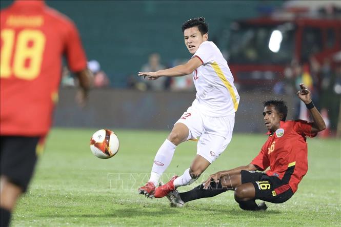 Vietnam is kept goalless in the first half. VNA Photo