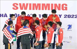 SEA Games 31: Đội tuyển Bơi Việt Nam phá kỷ lục SEA Games nội dung 4x200m bơi tiếp sức tự do nam