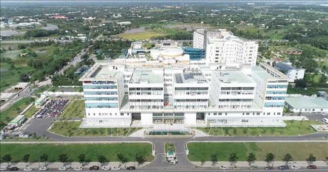 Trong ảnh: Bệnh viện Truyền máu - Huyết học Thành phố Hồ Chí Minh cơ sở 2 nằm trong cụm y tế Tân Kiên đóng trên địa bàn xã Tân Kiên, huyện Bình Chánh. Ảnh: TTXVN phát