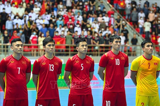 Các cầu thủ đội tuyển futsal nam Việt Nam. Ảnh: Hoàng Linh-TTXVN