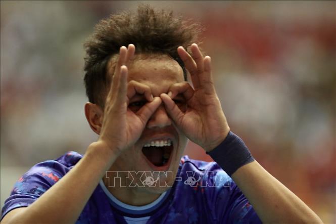 Phút thứ 11, cầu thủ Peerapat Kaewwilai (16) ghi bàn nâng tỷ số lên 2 - 0 cho Thái Lan. Ảnh: Hoàng Linh-TTXVN