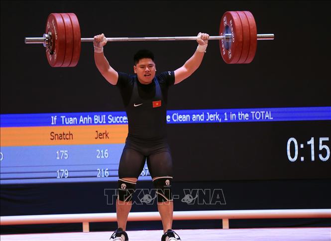 VĐV Bùi Tuấn Anh thi đấu hạng 89 kg nam. Ảnh: Huy Hùng - TTXVN
