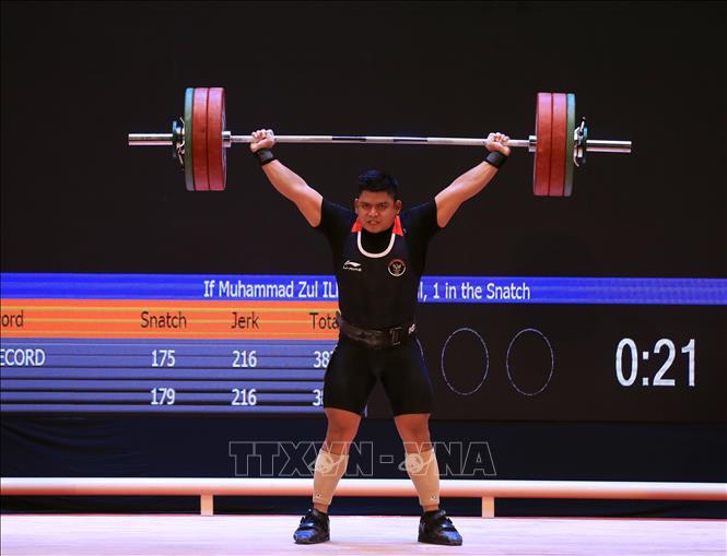 VĐV Muhammad Zul Ilmi (Indonesia) thi đấu hạng cân 89 kg. Ảnh: Huy Hùng - TTXVN