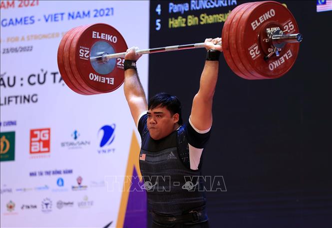VĐV Muhammad Hafiz Bin Shamsuddin (Malaysia) thi đấu chung kết hạng cân trên 89 kg của nam và giành HCĐ. Ảnh: Huy Hùng - TTXVN