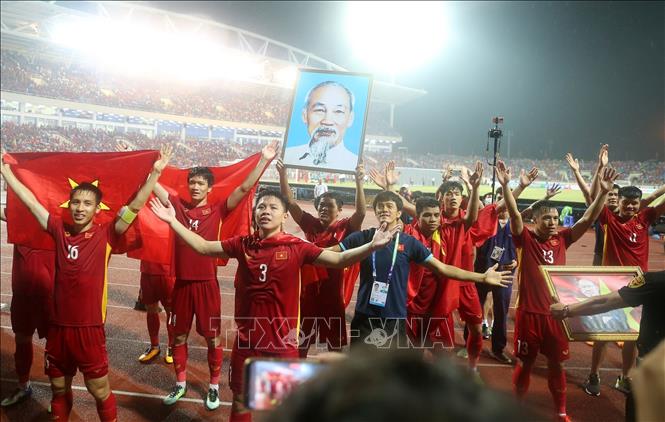 Các chàng trai U23 Việt Nam đã nỗ lực hết mình trong trận chung kết để giành chiến thắng, mang vinh quang về cho Tổ quốc. Ảnh: Quốc Khánh-TTXVN