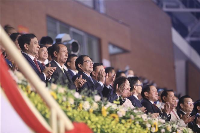 Prime Minister Pham Minh Chinh and Party and State leaders attend the closing ceremony.  VNA Photo