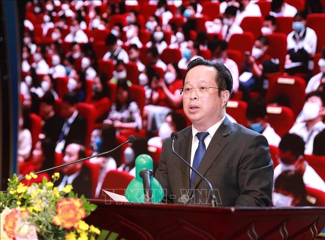 Giám đốc Sở Giáo dục và Đào tạo Hà Nội Trần Thế Cương phát biểu. Ảnh: Hoàng Hiếu - TTXVN