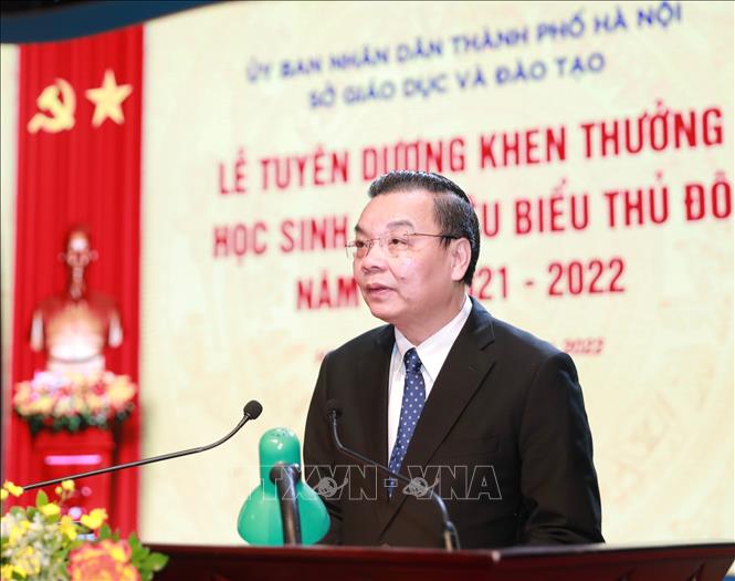 Chủ tịch UBND Thành phố Hà Nội Chu Ngọc Anh phát biểu. Ảnh: Hoàng Hiếu - TTXVN