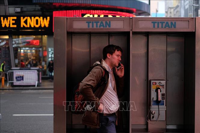 Trong ảnh (tư liệu): Bốt điện thoại công cộng tại New York, Mỹ, ngày 4/3/2015. Ảnh: AFP/TTXVN