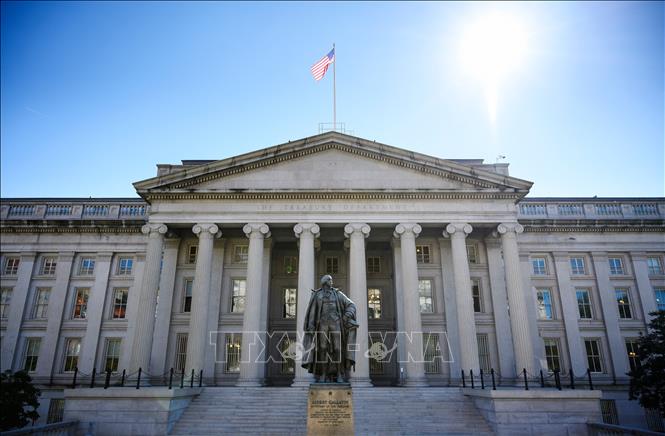 Trong ảnh: Tòa nhà trụ sở Bộ Tài chính Mỹ ở Washington, DC., Ảnh: AFP/TTXVN