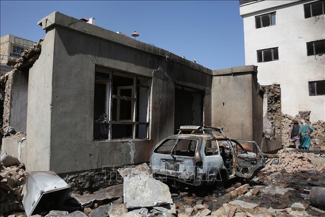 Trong ảnh: Hiện trường vụ đánh bom ở Kabul, Afghanistan ngày 24/5/2022. Ảnh: THX/TTXVN