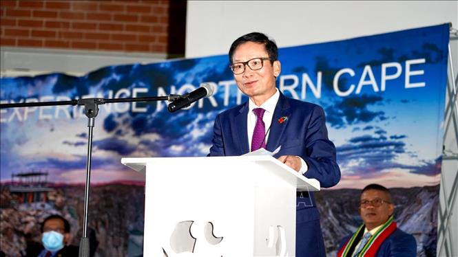 Vietnamese Ambassador to South Africa Hoang Van Loi speaks at the seminar. VNA Photo: Hồng Minh