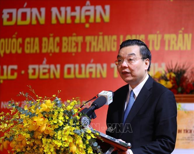 Phó Bí thư Thành ủy, Chủ tịch Ủy ban nhân dân thành phố Hà Nội Chu Ngọc Anh phát biểu. Ảnh: Văn Điệp - TTXVN