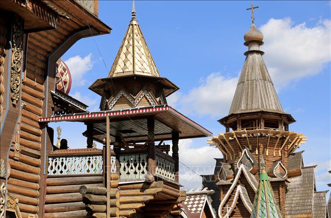 Trong ảnh: Tổ hợp các công trình của Điện Kremlin Izmailovo được mệnh danh là Bảo tàng kiến trúc ngoài trời. Ảnh: Trần Hiếu - PV TTXVN tại Nga